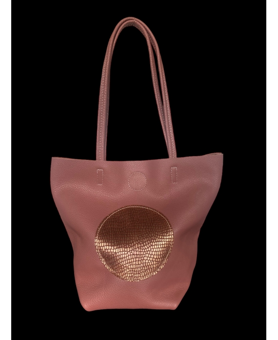 simple tote  salmon pink and bronze...